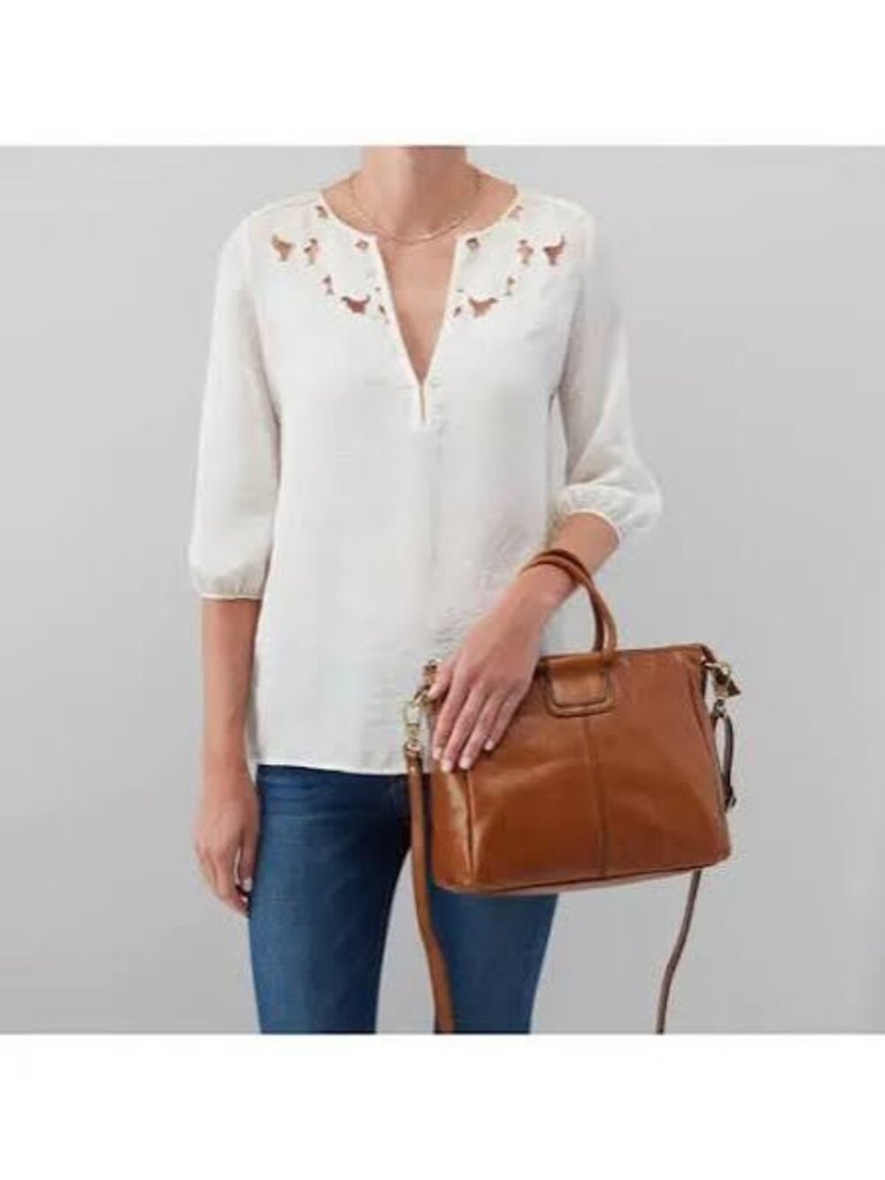 Hobo SHEILA Medium Crossbody Leather Satchel Bag - Truffle